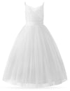 Flower Girl Spaghetti Strap Dress A-Line Ball Gown Tulle Dresses for Wedding Birthday Party