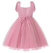 Flower Girls Pearl Dress Toddler Tulle Dresses with Bow Shoulder Straps for Wedding Party