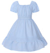 Girls Summer Casual Dress Bow Tie Back Dresses Off Shoulder Ruffled Hem