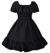 Girls Summer Casual Dress Bow Tie Back Dresses Off Shoulder Ruffled Hem