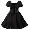 Girls Summer Casual Dress Bow Tie Back Dresses Off Shoulder Ruffled Hem