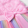 Little Girl's Sleeveless Tulle 3D Flower Rainbow Dress for Wedding Party