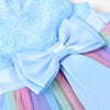 Little Girl's Sleeveless Tulle 3D Flower Rainbow Dress for Wedding Party