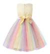Little Girl's Sleeveless Tulle 3D Flower Rainbow Dress for Wedding Party