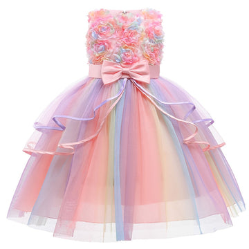 Rainbow Flower Girl Wedding Dress Princess Tutu Ball Gown for Special Occasions