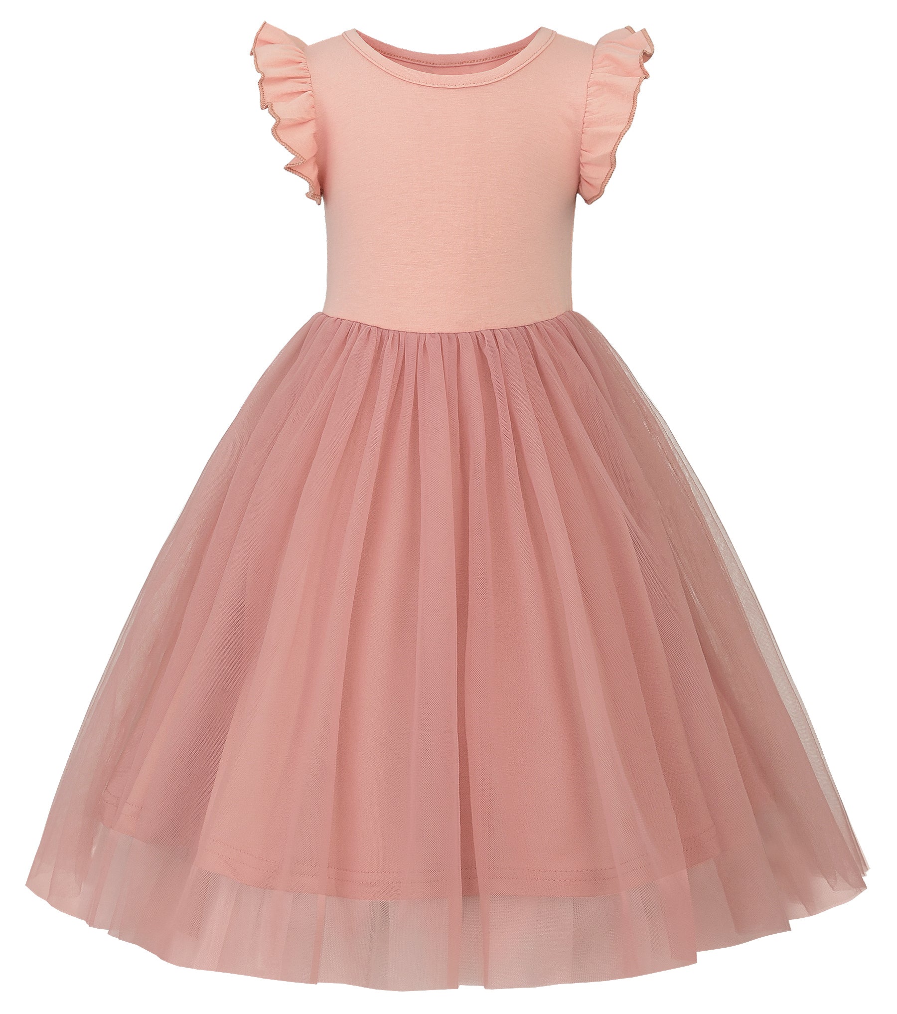 Toddler Girl Flutter Sleeve Tutu Dress Tulle Princess Casual Outfit for Party and Everyday Pink / 4-5 Years Toddler Girl Flutter Sleeve Tutu Dress Tulle Princess Casual Outfit for Party and Everyday Pink / 4-5 Years