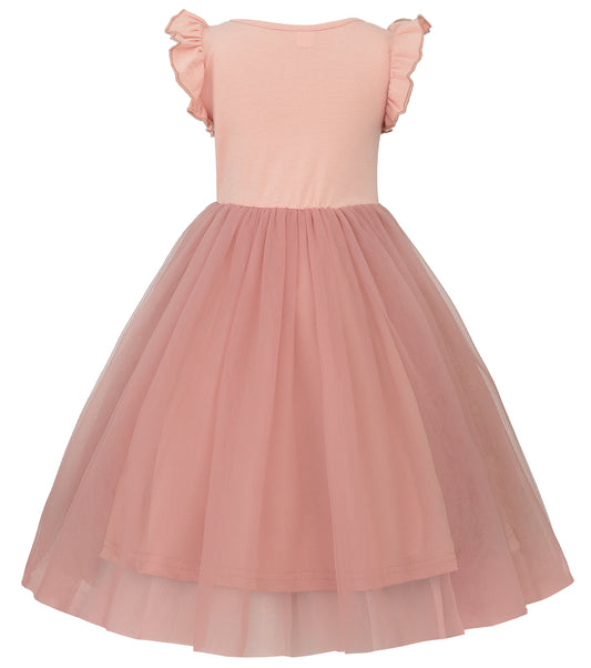 幼児の女の子用フラッタースリーブチュチュドレス チュールプリンセス パーティーや普段使いにカジュアルな服装
