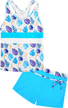 Girls Swimsuit Two-Piece Tankini Swimwear with Boyshorts