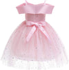 Girl's Off Shoulder Tulle Dress Sequin Flower Girl Tutu