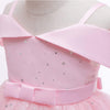 Girl's Off Shoulder Tulle Dress Sequin Flower Girl Tutu