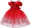 Girl's Off Shoulder Tulle Dress Sequin Flower Girl Tutu