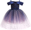 Girl's Off Shoulder Tulle Dress Sequin Flower Girl Tutu