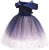 Girl's Off Shoulder Tulle Dress Sequin Flower Girl Tutu