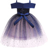 Girl's Off Shoulder Tulle Dress Sequin Flower Girl Tutu