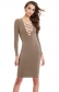 Brown Sexy Woman Long Sleeves V-Neck Straps Bandage Dress