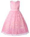 Flower Girl Embroidered Dress Sleeveless Lace Ball Gown Formal Princess Dress for Wedding Birthday Party