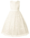 Flower Girl Embroidered Dress Sleeveless Lace Ball Gown Formal Princess Dress for Wedding Birthday Party