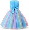 Little Girl's Sequin Sleeveless Mesh Rainbow Dress for Wedding Party