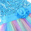 Little Girl's Sequin Sleeveless Mesh Rainbow Dress for Wedding Party