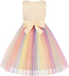 Little Girl's Sequin Sleeveless Mesh Rainbow Dress for Wedding Party