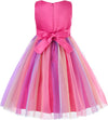 Little Girl's Sequin Sleeveless Mesh Rainbow Dress for Wedding Party