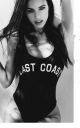 Fashion One Piece East Coast Letter Printed Swimsuit Black