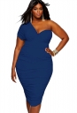 Women's Plus Size One Shoulder Cocktail Dress Blue