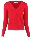 Women Button Down Long Sleeve Basic Soft Knit Cardigan Sweater Red