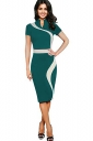 The retro-inspired qipao cheongsam with a short sleeve elastic package hip and knee pencil dress 