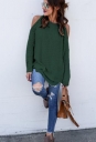 Women Solid Color Off-the-shoulder Casual Tops Green