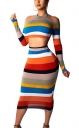 Hot Items Women Two Pieces  Colorful Bandage Dresses Suit 