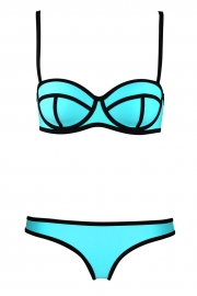 Blue Ribbon Textured Bikini Swimsuit