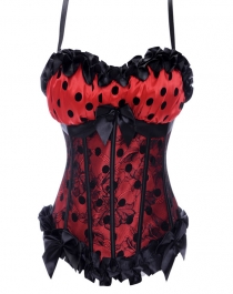 Classic Lace Dot Corset Red