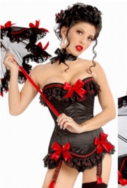 Black and red lace up corset