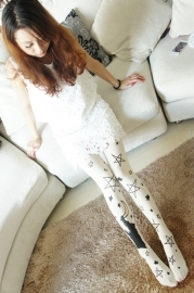 White long stocking with stars printed
