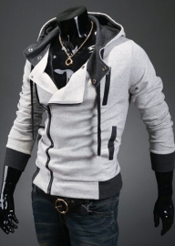 Hot sale styles Men's Autumn and winter cardigan Korean men's Hoodie Jacket Light Gray