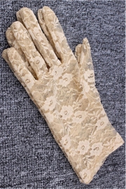 Lace Floral Crocheted Sun Protective Short Knitted Gloves Beige