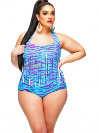 Hot Fringe Embellished  High Waist  Plus Size Swimsuit