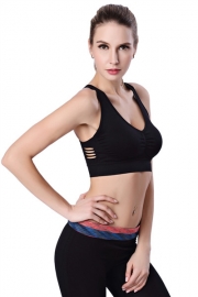 Plus size side hollow out sexy Sport Bra Black