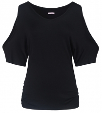 Women's Vogue Shoulder Off Wide Hem Design Top Shirt Unbalanced Tunic Blouse