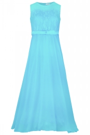 Big Girls Lace Chiffon Bridesmaid Dress Dance Ball Party Maxi Gown Blue