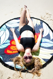 Stylish Designer Lotus Round Beach Towel