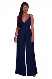 Summer condole with pure color wide leg repair a body of trousers 