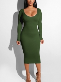 Women Sexy Bandage Dresses Hollow out Bodycon Dress Army Green