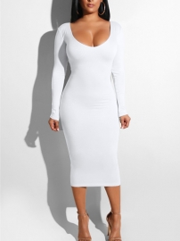 Women Sexy Bandage Dresses Hollow out Bodycon Dress White