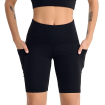 Yoga Clothing Female Yoga Five-Pants Sports Fitness Side Mobile Phone Pocket Fitness Woman Shorts 