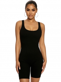 Sexy Women Solid Color Sleeveless One-Piece Sports Romper Jumpsuit 