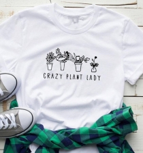 Women Casual Letter Printed T-Shirts CRAZY PLANT LADY