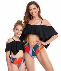 2-Pieces Halterneck Parent-Child Swimwear with Ruffles