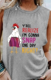 Women Tank Tops Rooster Print Vest Graphic Casual Sleeveless Sleeve Tops